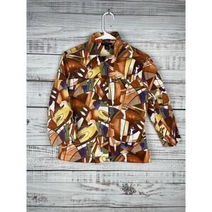 Kaktus Multicolored Button Up Jacket Art to Wear Abstract Unique Medium Stretch